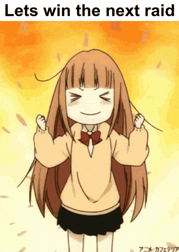 a cartoon of a girl with the words lets win the next raid