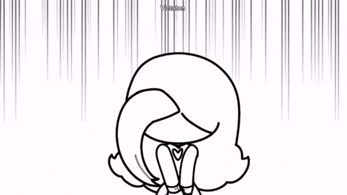 a black and white drawing of a girl hiding her face .
