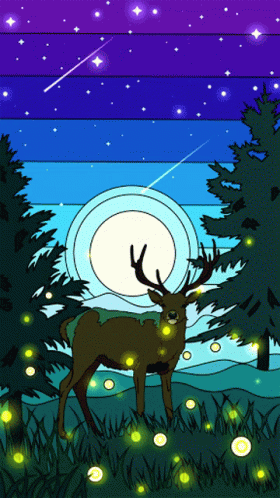 Deer Shooting Star GIF - Deer Shooting Star Moon GIFs