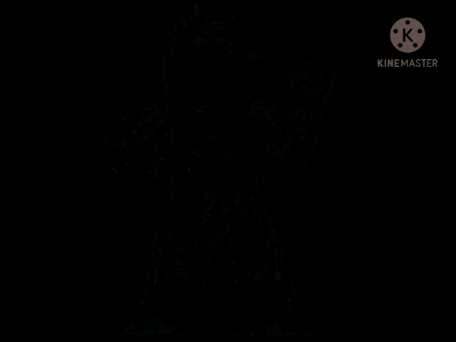 a colorful drawing of a teddy bear is on a black background with a kinemaster logo in the corner