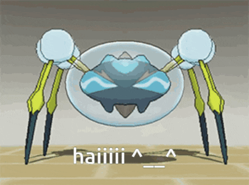 a cartoon of a spider with the words haiiii written below it