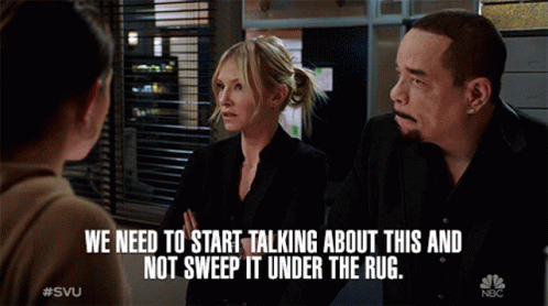 We Need To Start Talking About This Not Sweep It Under The Rug GIF - We Need To Start Talking About This Not Sweep It Under The Rug Amanda Rollins GIFs