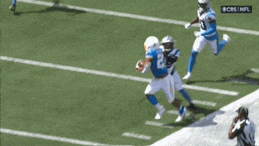 a cbs nfl broadcast of a football game is shown
