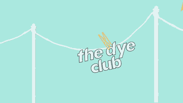 the logo for the dye club is hanging on a rope