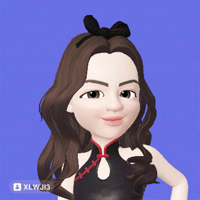 a cartoon of a woman with a blue background and xlwj13 on the bottom right