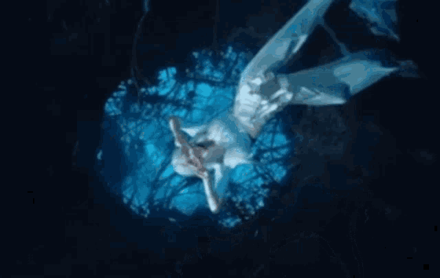 a woman in a white dress is swimming in the water .