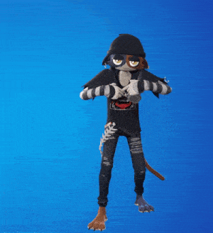 a cat wearing a black and white striped shirt with a skull on it is standing with its arms outstretched