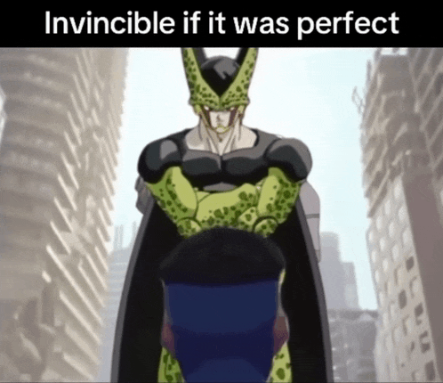 invincible if it was perfect is written on a picture of a cartoon character