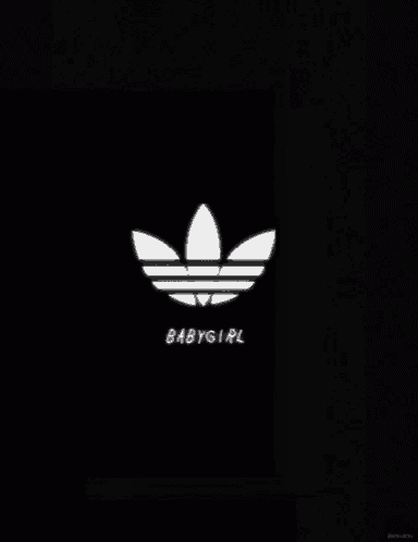 a white adidas logo on a black background with the words babygirl below it