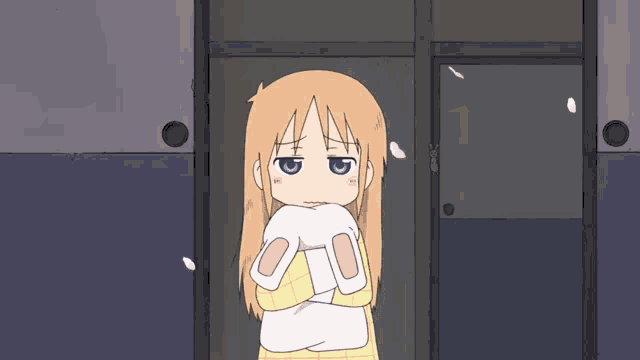 a cartoon of a girl with her eyes closed