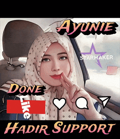 a picture of a woman in a hijab with ayunie starmaker written on the bottom