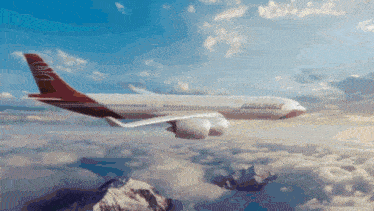 an airlines airplane is flying in the sky