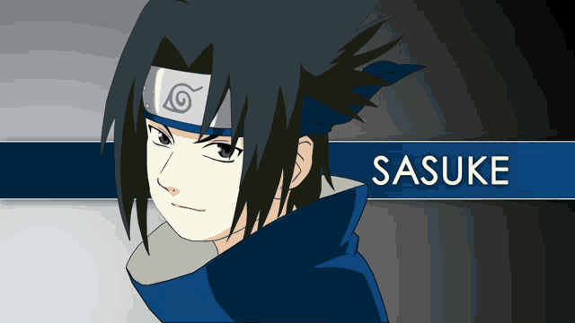 a picture of sasuke from naruto with a headband on his head