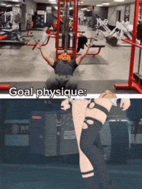 a man is lifting weights in a gym with the words goal physique below him