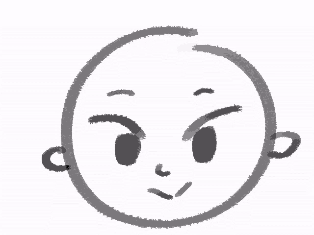 a black and white drawing of a person 's face with a circle around it