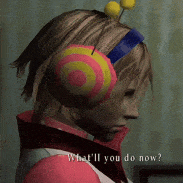 a video game character says what 'll you do now while wearing headphones