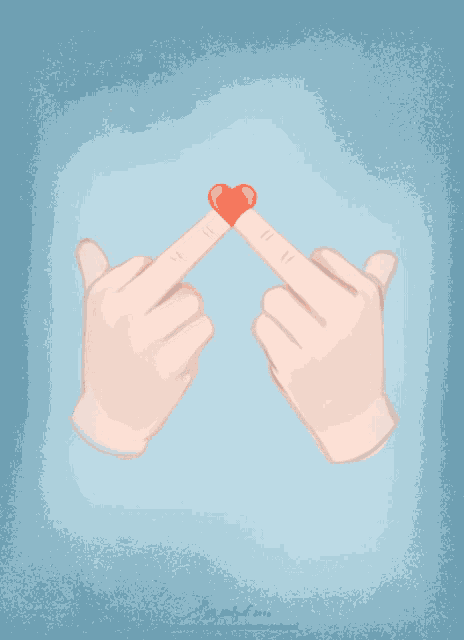 a drawing of two hands making a heart with their fingers and the year 2016