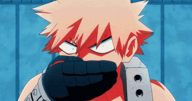 a cartoon character covering his mouth with a black glove