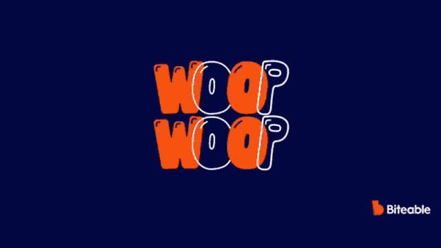 a blue background with woop woop in orange letters