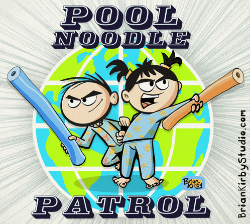a poster for pool noodle patrol by brian king