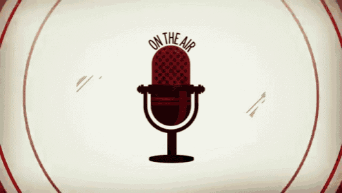 an illustration of a microphone with the words on the air above it