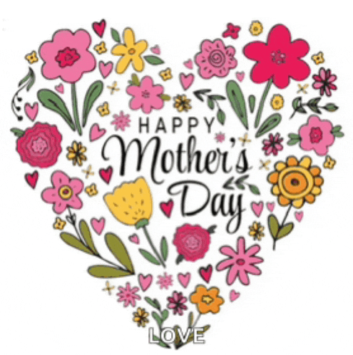 a mother 's day card with a heart made of flowers and hearts