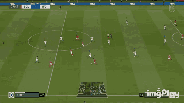 a soccer game is being played and the score is 1-0