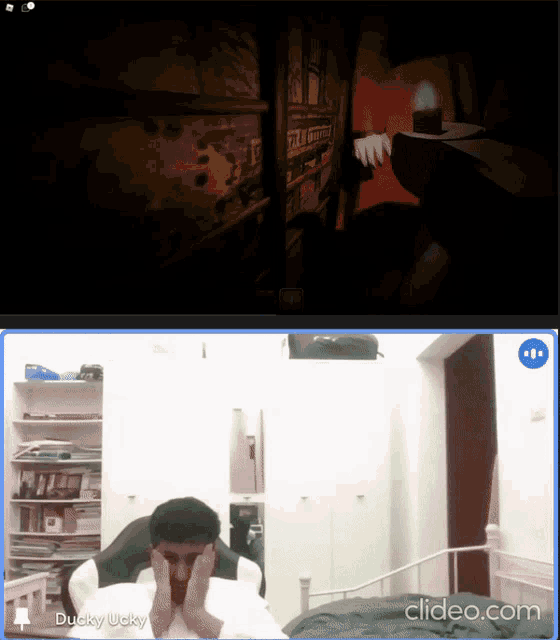 a video of a man playing a video game with the name ducky lucky on the bottom