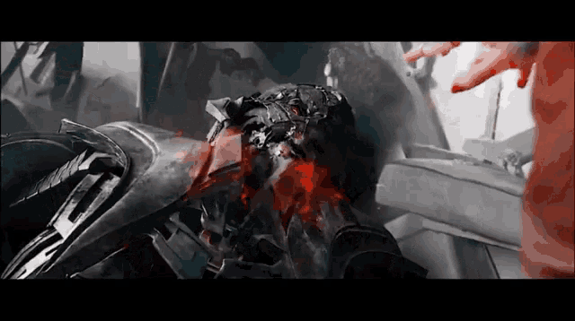 a robot with blood coming out of its eyes