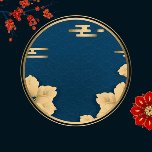 a happy lunar new sign with flowers and a bull