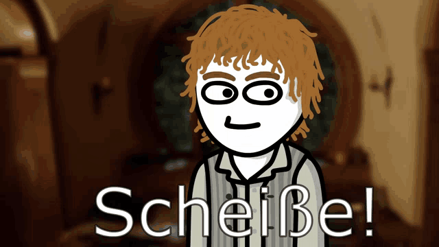 a cartoon of a man with the word scheiße written on the bottom
