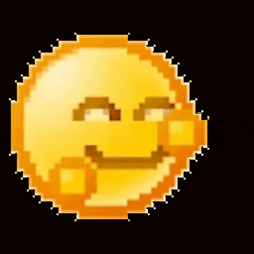 a pixelated smiley face with a slight smile on its face