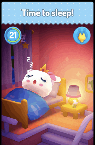 a cartoon illustration of a bed with the words time to sleep above it