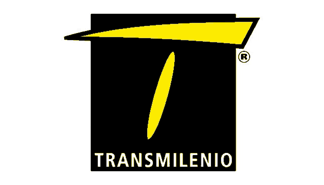 the logo for transmilenio is a black and yellow logo with a yellow arrow and the letter t .