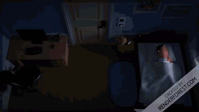 gn peoples created by renderforest.com shows a person sleeping in a bedroom