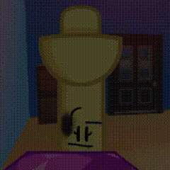 a cartoon drawing of a toilet with a face on it and the letter h on it