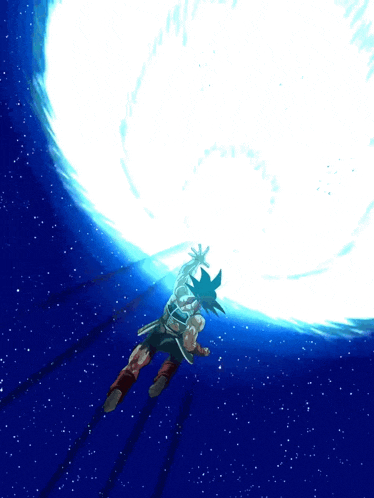 a cartoon of a person flying through the air with a huge explosion behind them