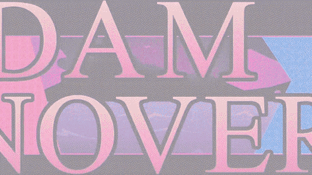 a poster for adam onover with a purple and blue background