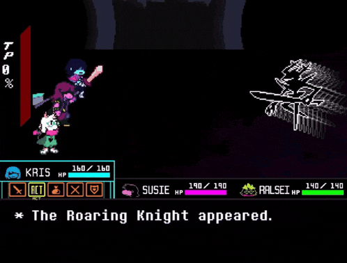 a screenshot of a video game with the words the roaring knight appeared at the top