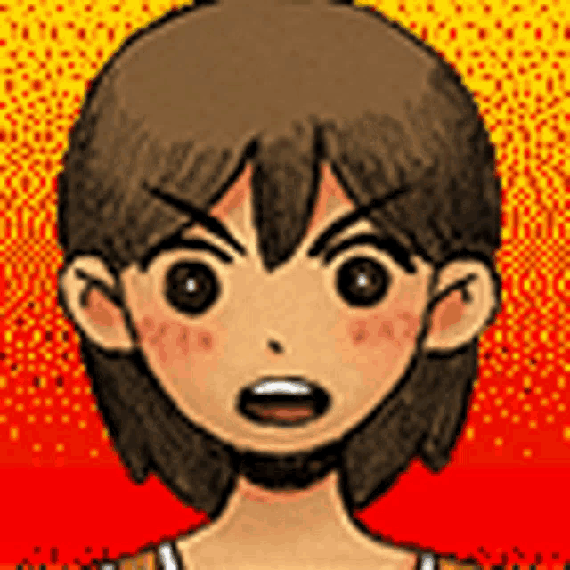 a close up of a cartoon character 's face with a surprised look on his face .