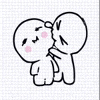 a cartoon of two people kissing each other on the cheek .
