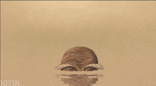 a drawing of a man 's face with the word neon on the bottom right