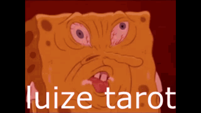 a cartoon of spongebob with the words luize tarot behind him