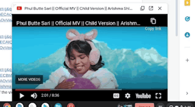 a computer screen shows a youtube video of phul butte sari 's official mv