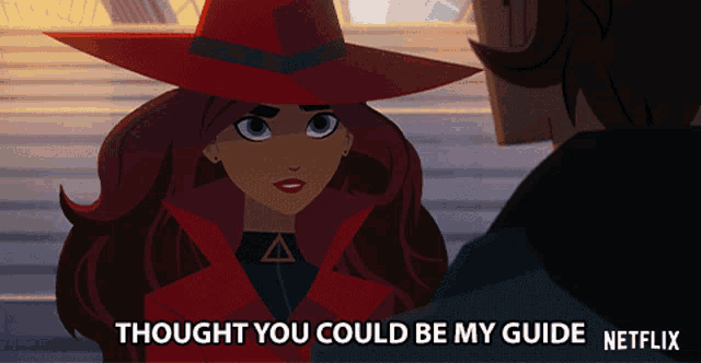 a cartoon of a woman talking to a man with the words thought you could be my guide netflix