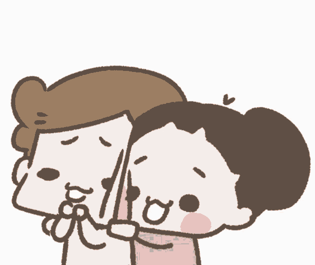 a cartoon drawing of a man and a woman hugging each other