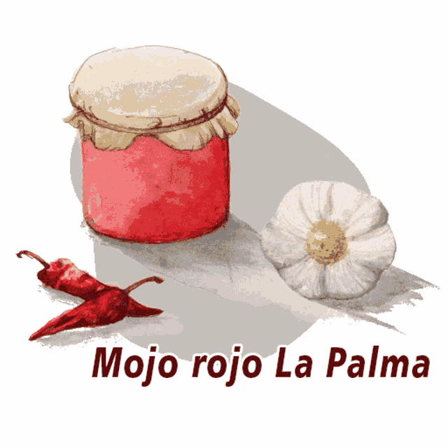 a jar of mojo rojo la palma sits on a table