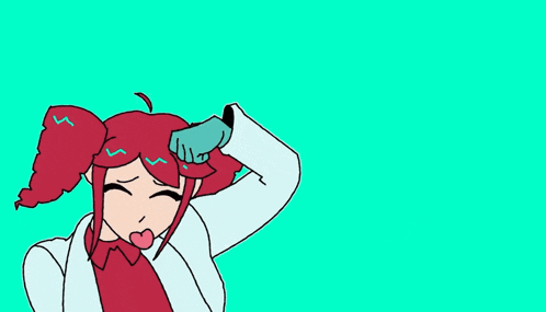 a cartoon drawing of a girl with red hair and pigtails