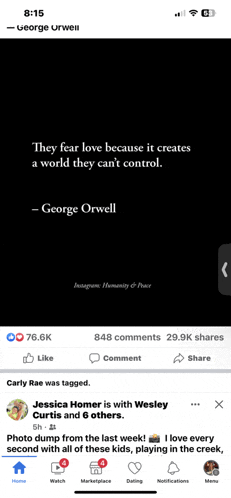 a facebook page with a quote from george orwell
