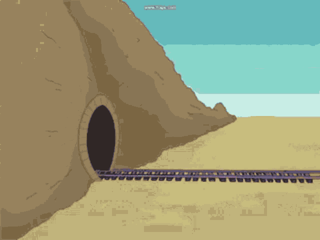 a cartoon of a train going through a tunnel with the website www.fraps.com in the corner